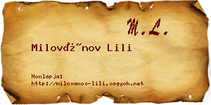 Milovánov Lili névjegykártya